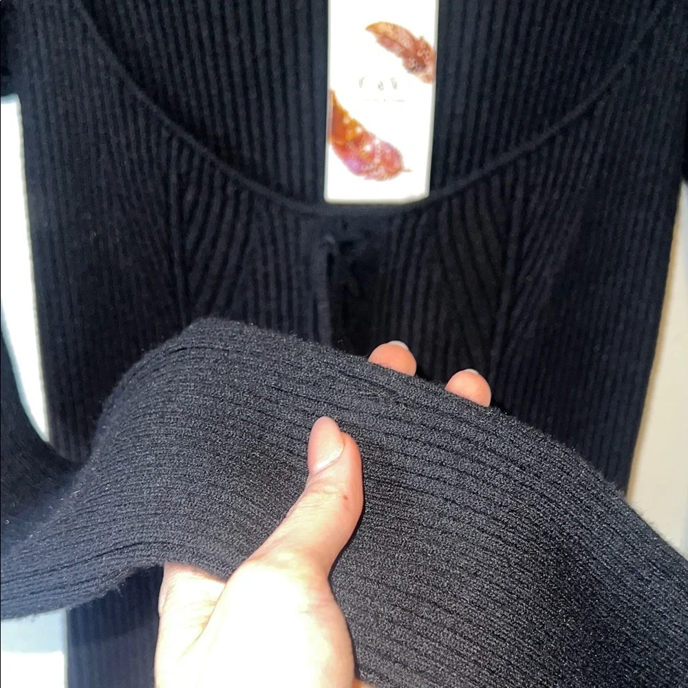 Chelsea & Violet Black Ribbed Midi Dress - Picture 5 of 5